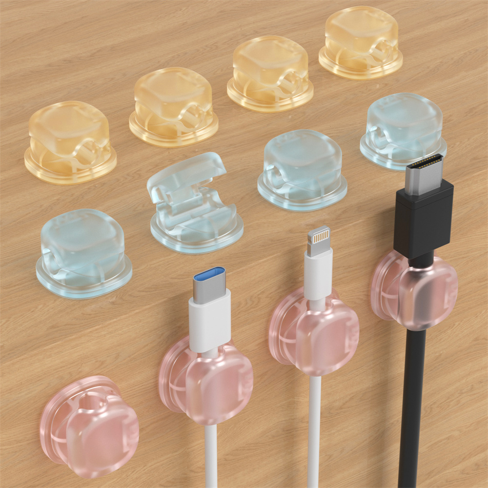 Desk Cable Clip - 3色透明マグネット式ケーブルオーガナイザー、データケーブルホルダー、デスクトップ電話充電ケーブル、充電器クリップ、収納ツール