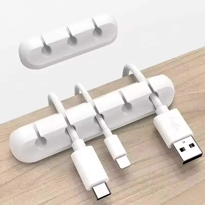 Desk Cable Clip - シリコーン USB ケーブル クリップ ワインダー オーガナイザー