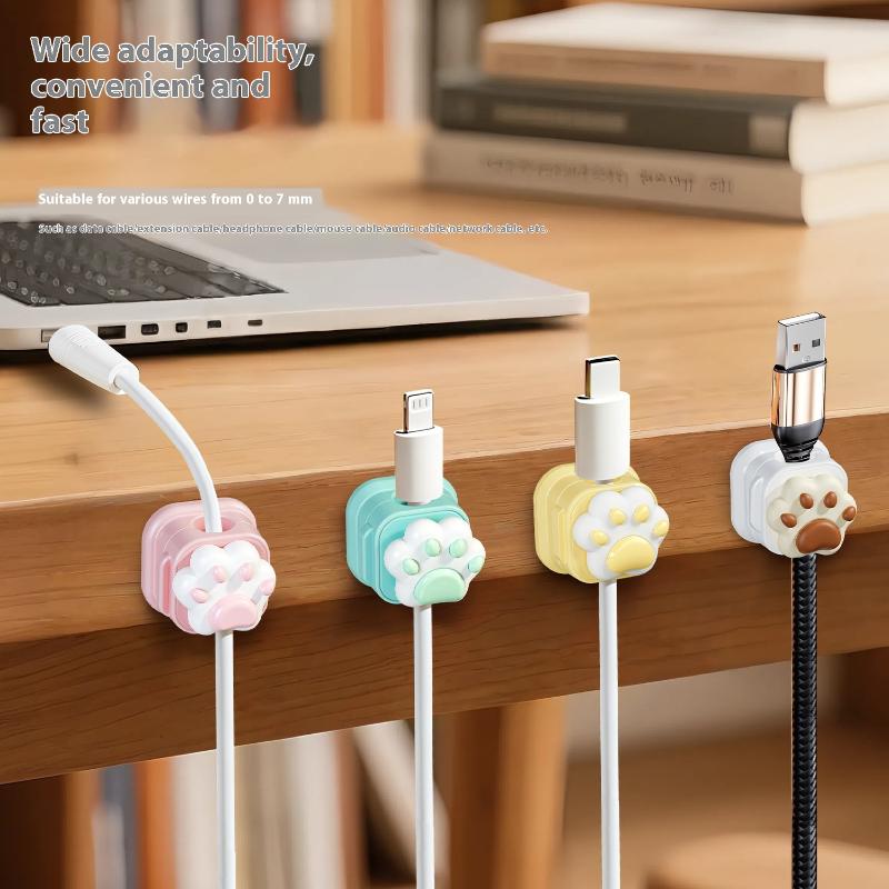 Desk Cable Clip - デスクトップかわいいケーブルオーガナイザーホルダークリップデスク Tidy オーガナイザー自己粘着ケーブル管理オフィスワイヤーコードホルダー