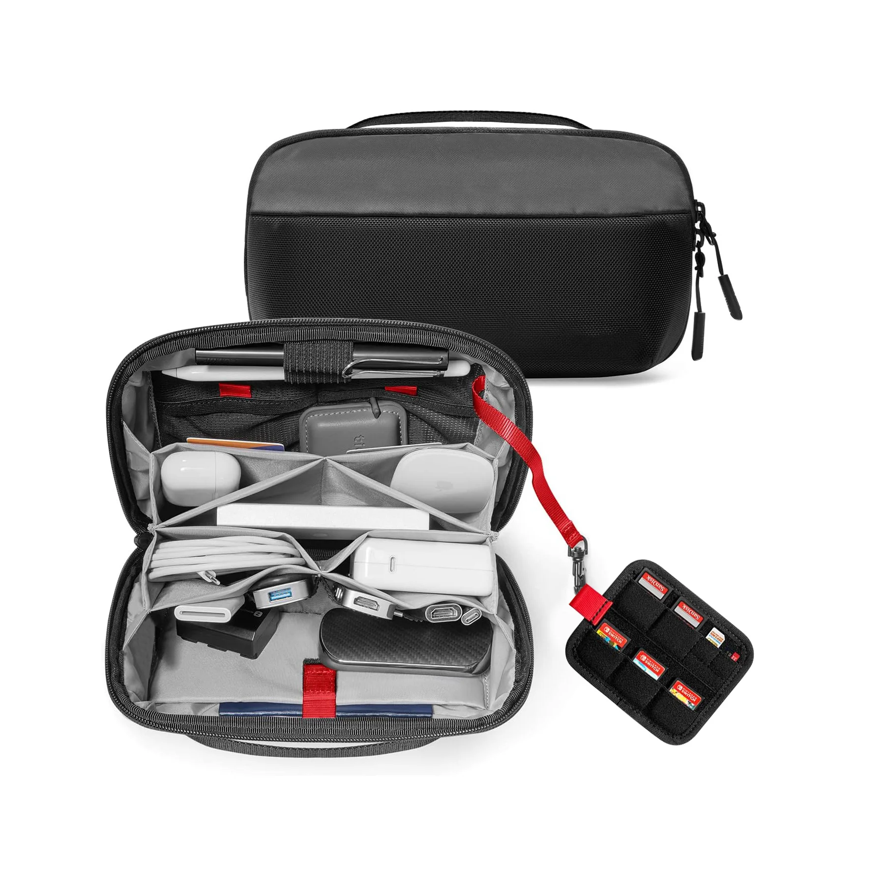 Tech Accessories Storage - トラベルテックオーガナイザーポーチ、防水多機能電子機器アクセサリーケース（ケーブル、充電器、モバイルバッテリー用）