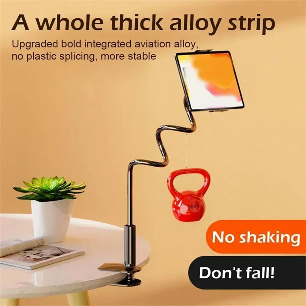 Desk Cable Clip - 360度回転クリップ式携帯電話ホルダー、iPhone、Samsung、Xiaomi、Kindle対応、安定したクランプマウント、ベッド、デスクトップ、ソファ用フレキシブルロングブラケット