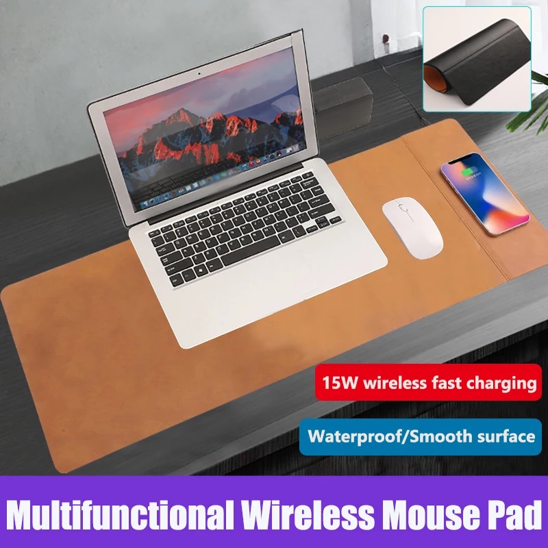 Mouse Charging Pad - ワイヤレス充電対応PUマウスパッド ゲーミング大型滑り止めマウスパッド 防水ゲーマーデスクマット デスクトップPCコンピューターラップトップ用