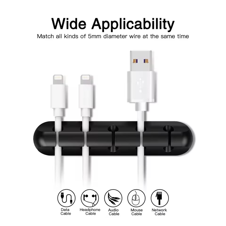 Desk Cable Clip - シリコン製USBケーブルオーガナイザー、USB充電ケーブル巻取り器、デスクトップ整理クリップ、マウス・イヤホンアクセサリー用ケーブルホルダー