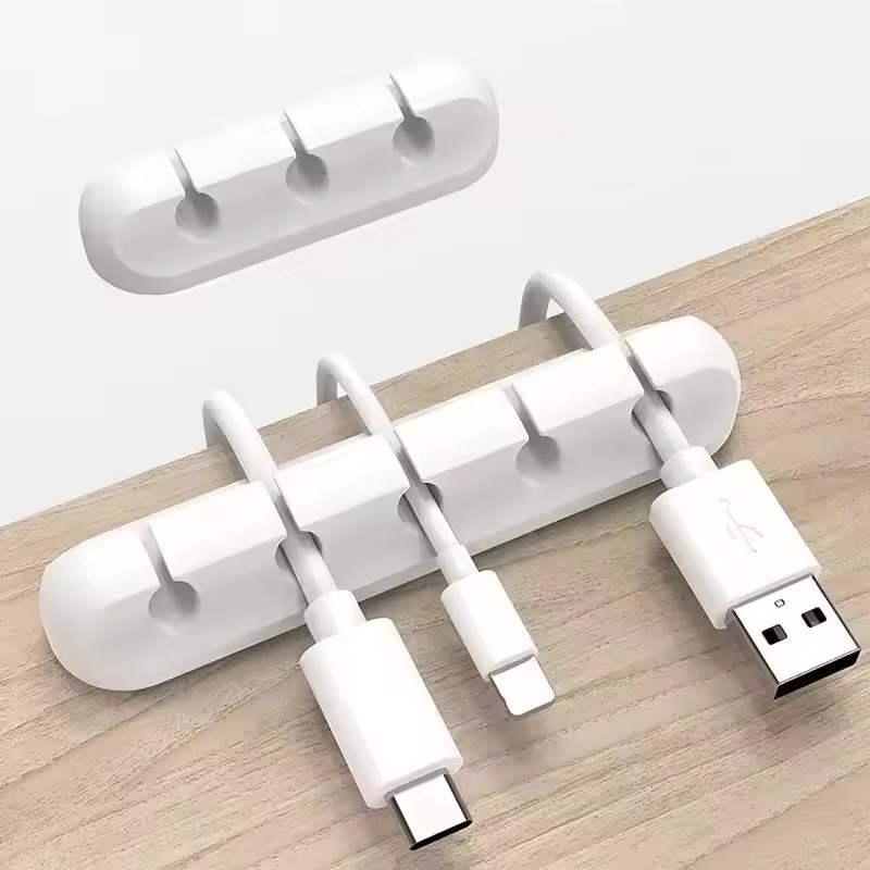 Desk Cable Clip - シリコーン USB ケーブル クリップ ワインダー オーガナイザー