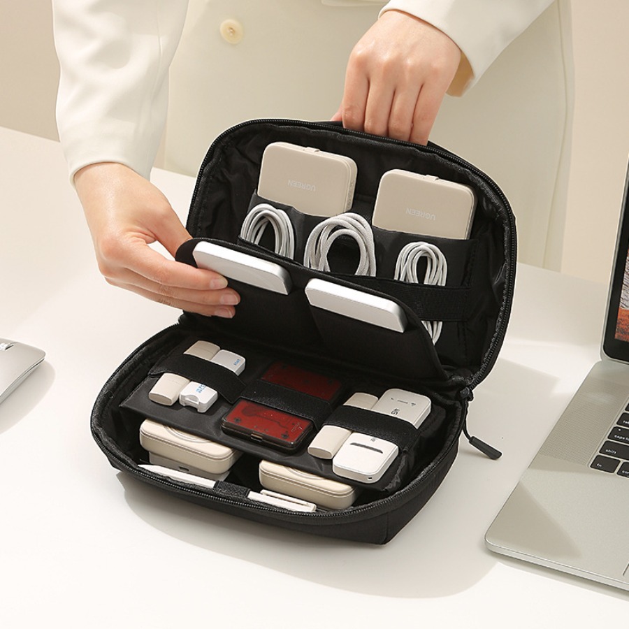 Tech Accessories Storage - ポータブルトラベルコードオーガナイザー、電子機器収納ケース（ケーブル、充電器、電話、アクセサリー用）、テックポーチ、男性女性へのギフト