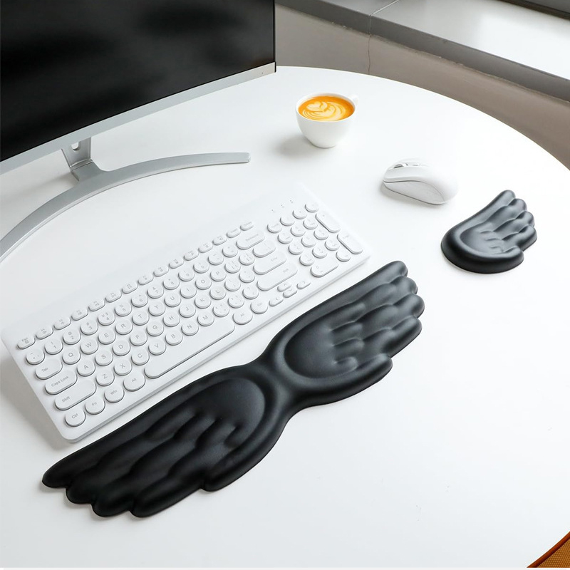 Mouse Charging Pad - キーボードマウスリストレストエンジェルウィング低反発マウスパッドセットリストサポート人間工学に基づいた滑り止めオフィスPCラップトップ簡単タイピング