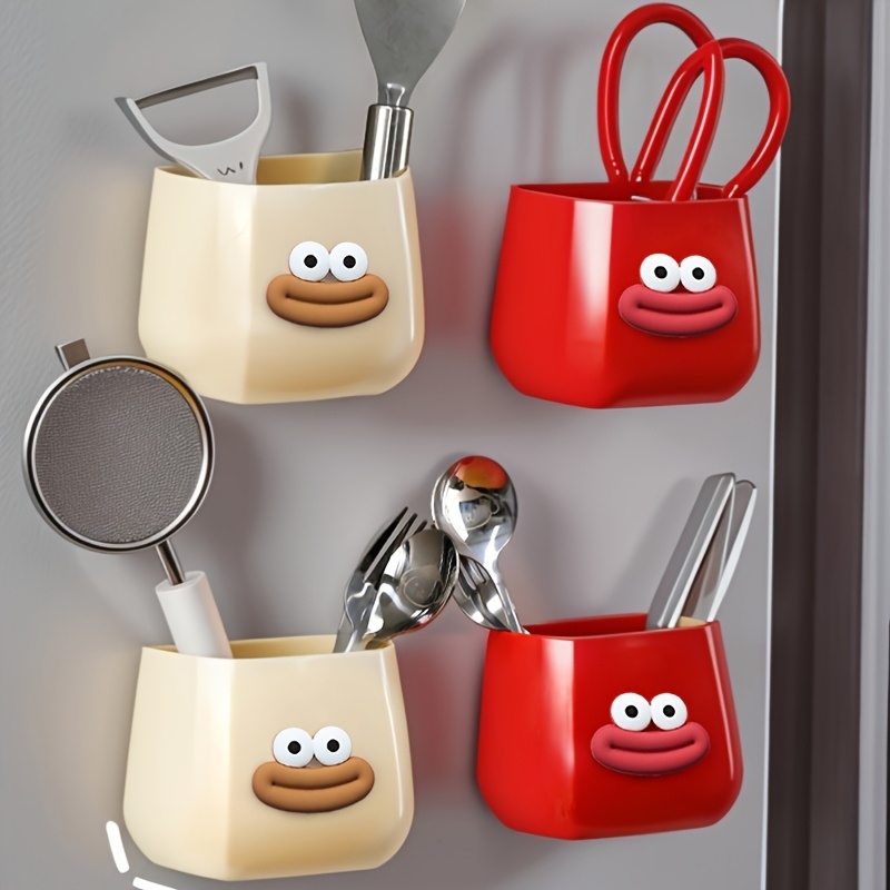 Pen Holder Magnetic - ペンホルダー、磁気吸着、収納ボックス、冷蔵庫、家庭用デスクトップのかわいい装飾品、化粧ブラシ、学生用多機能アイテム