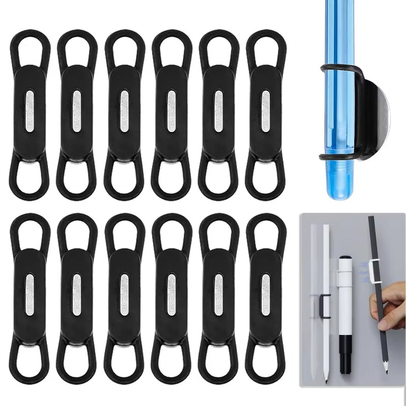 Pen Holder Magnetic - 6 個の磁気ペン鉛筆ホルダーシリコン調整可能なスタンドデスク冷蔵庫ホワイトボードオフィスデスクトップマーカーオーガナイザーキット