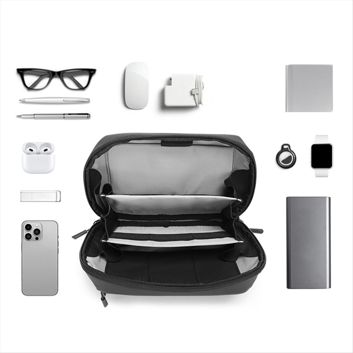 ☶ ❈ ＊ ♥ AC1579-防水テックポーチ 多層オーガナ - Tech Accessories Storage のレビューと価格