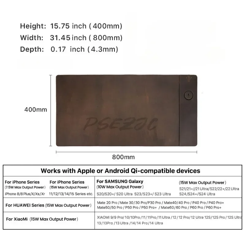 ヴィンテージ牛革マウスパッド,超大型,防汚,防水ストラップ, - Mouse Charging Pad のレビューと価格