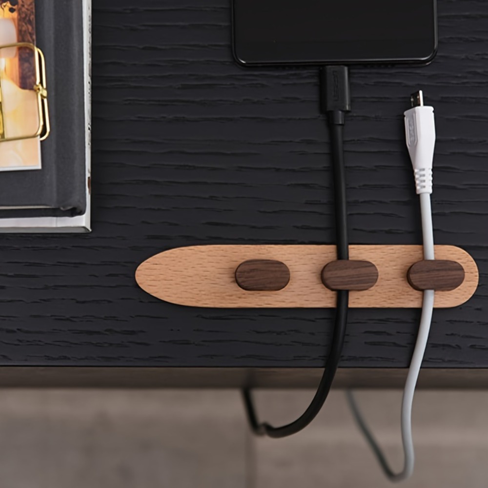 木製ケーブルオーガナイザー、粘着式コードホルダー、穴あけ不要 - Desk Cable Clip のレビューと価格