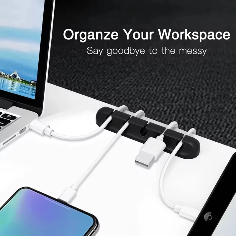 シリコーン USB ケーブル クリップ ワインダー オーガナ - Desk Cable Clip のレビューと価格