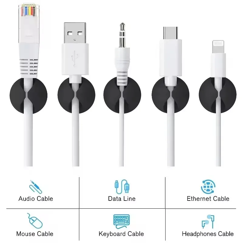 5/50個 ケーブルクリップワインダーオーガナイザー ラウン - Desk Cable Clip のレビューと価格