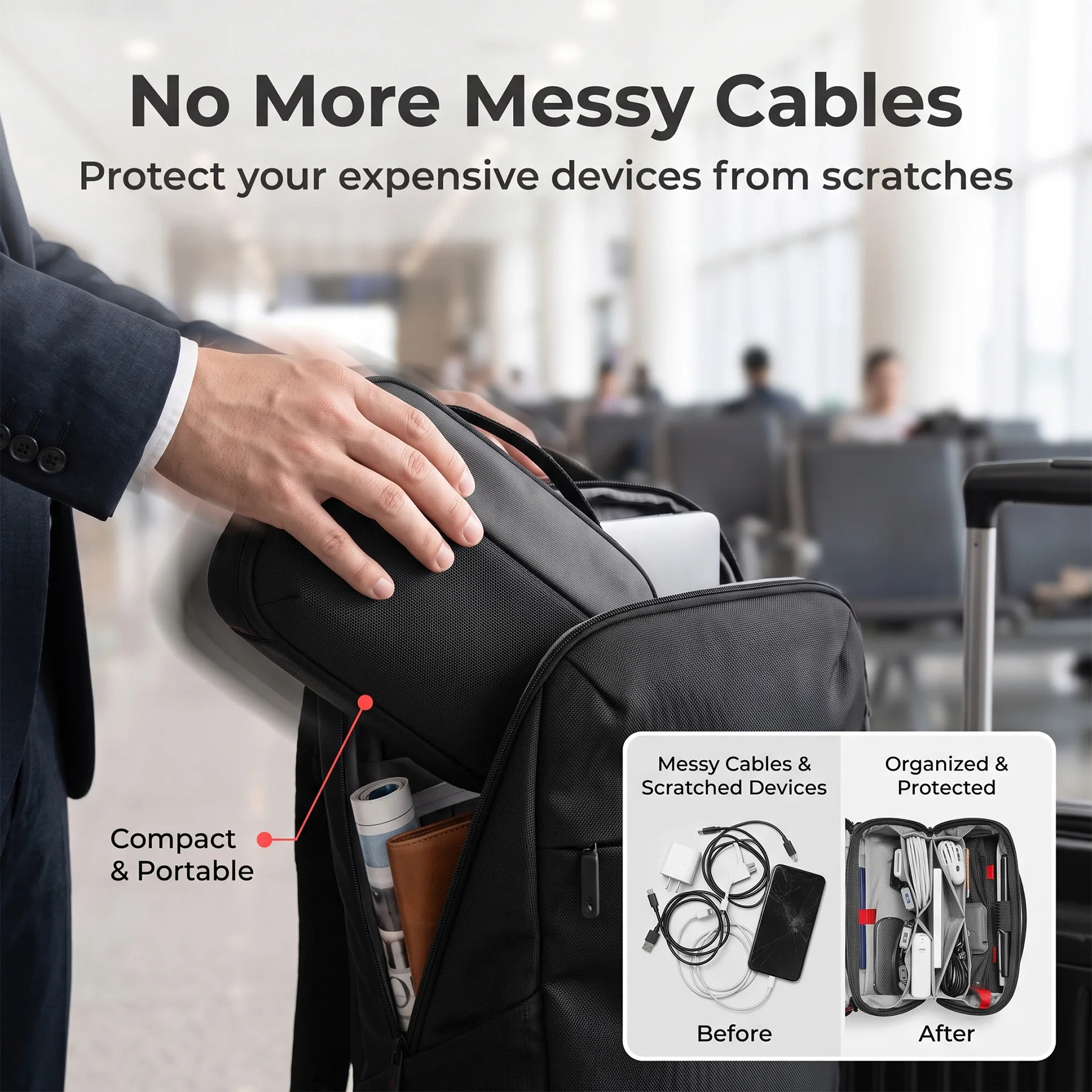 トラベルテックオーガナイザーポーチ、防水多機能電子機器アクセ - Tech Accessories Storage のレビューと価格