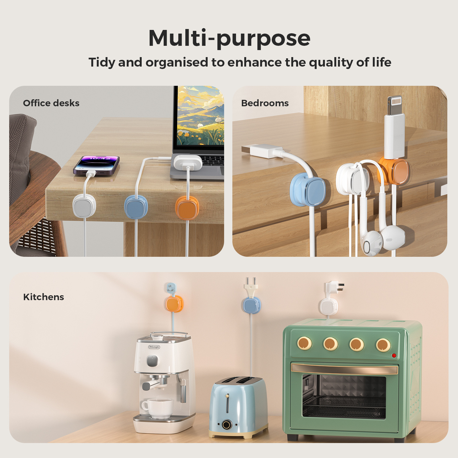 粘着式ケーブルオーガナイザー ケーブルクリップ ケーブルホル - Desk Cable Clip のレビューと価格