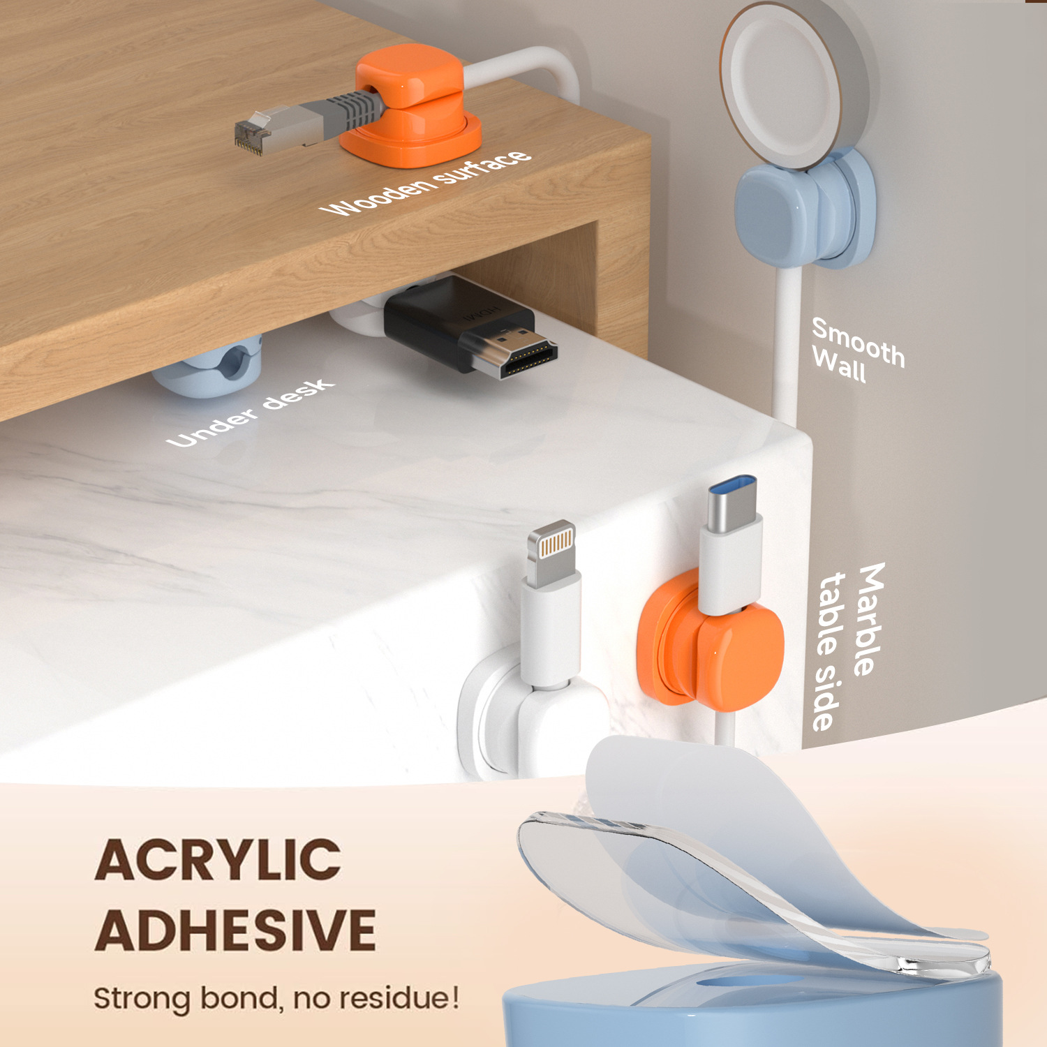 粘着式ケーブルオーガナイザー ケーブルクリップ ケーブルホル - Desk Cable Clip のレビューと価格