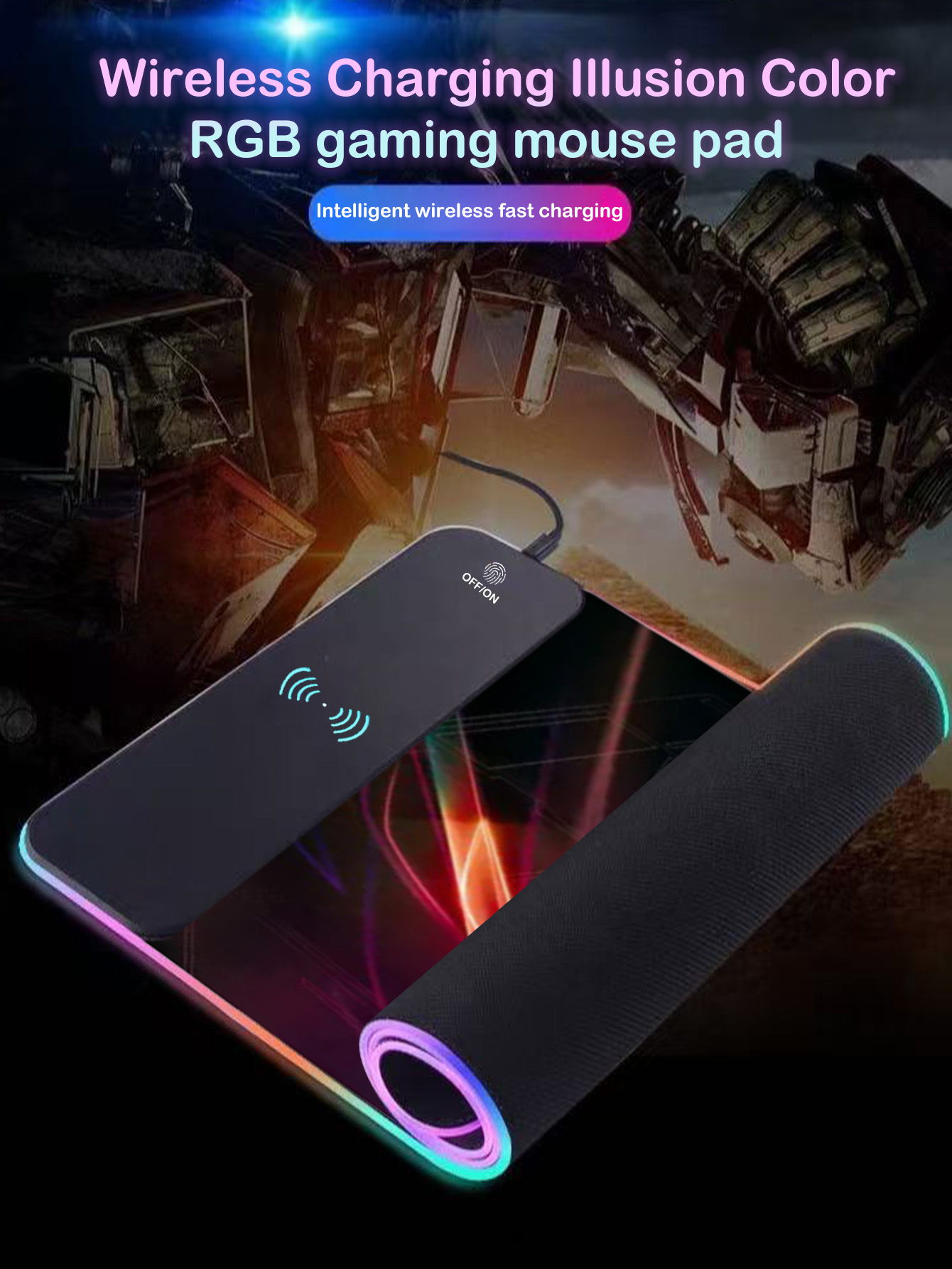 RGB照明付き多機能15Wワイヤレス充電マウスパッド、サイズ - Mouse Charging Pad のレビューと価格