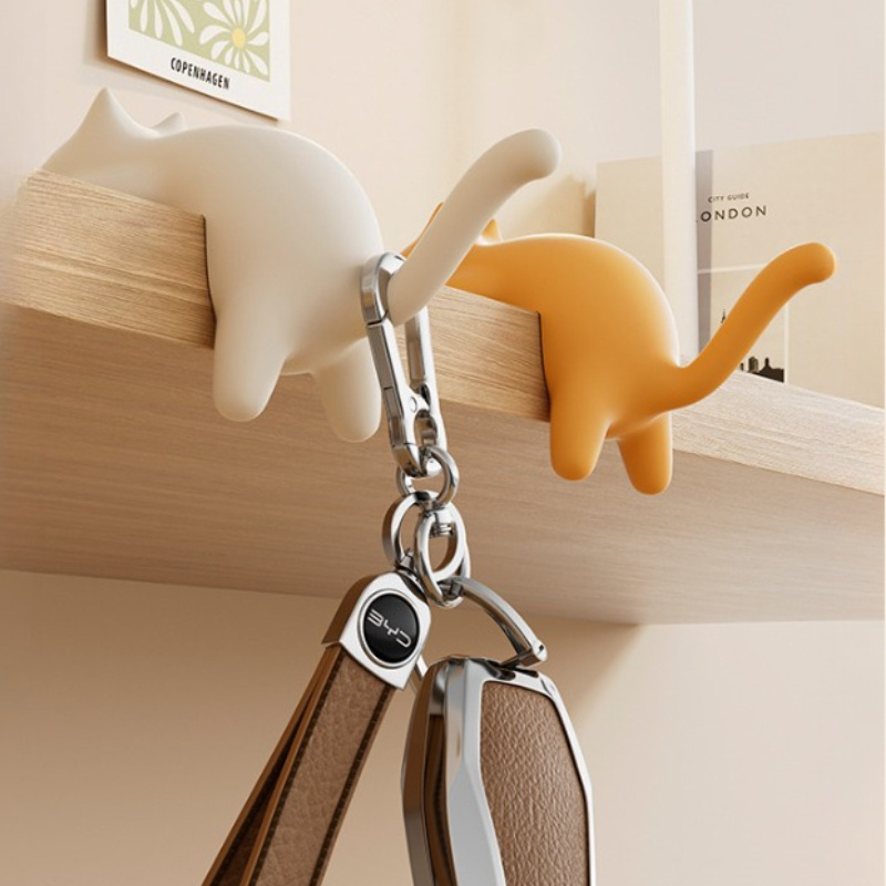 カラフルな猫型デスクフック1個 - 取り外し可能なクランプク - Desk Cable Clip のレビューと価格