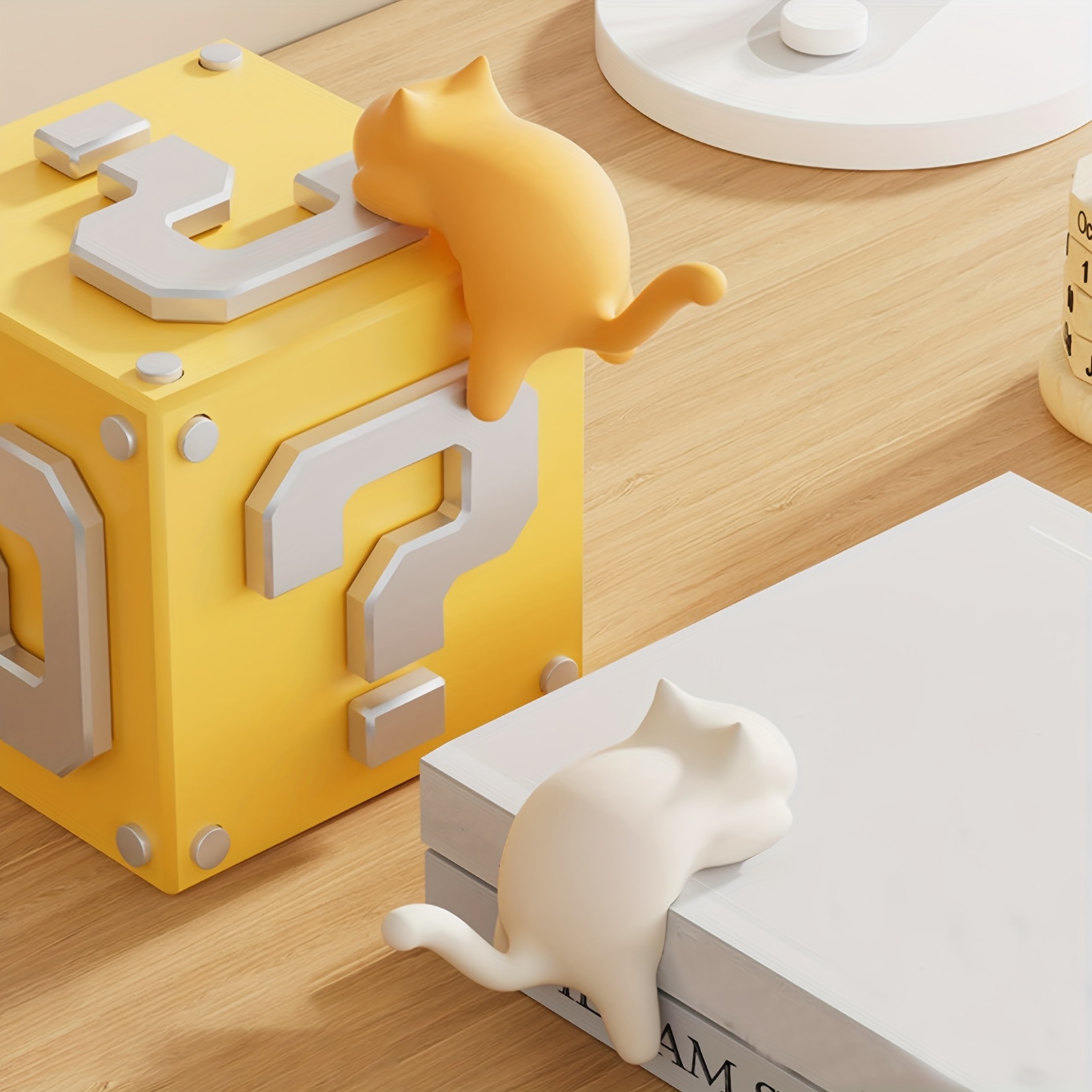 カラフルな猫型デスクフック1個 - 取り外し可能なクランプク - Desk Cable Clip のレビューと価格