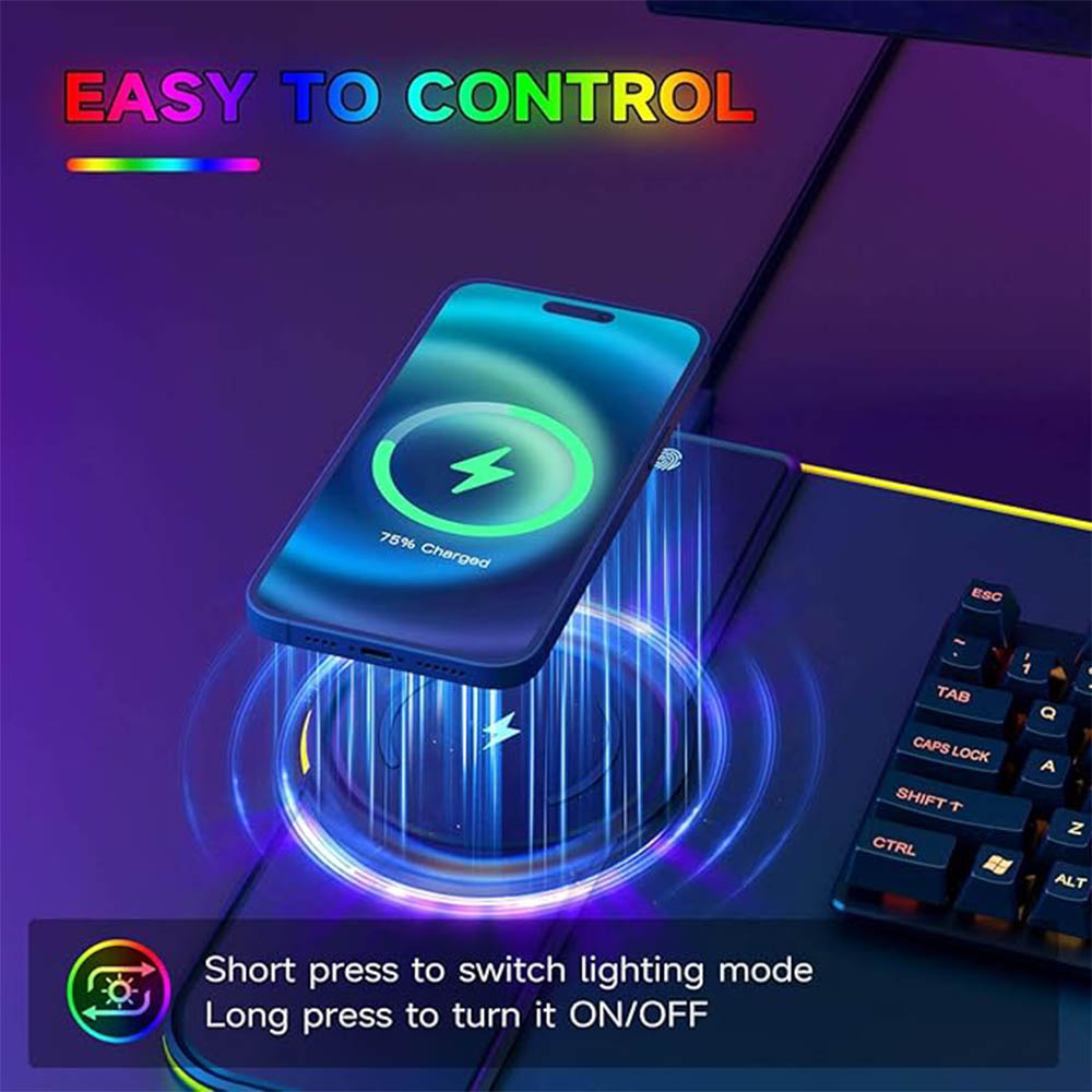 RGBマウスパッド ワイヤレス充電器付き 15W急速充電 滑 - Mouse Charging Pad のレビューと価格