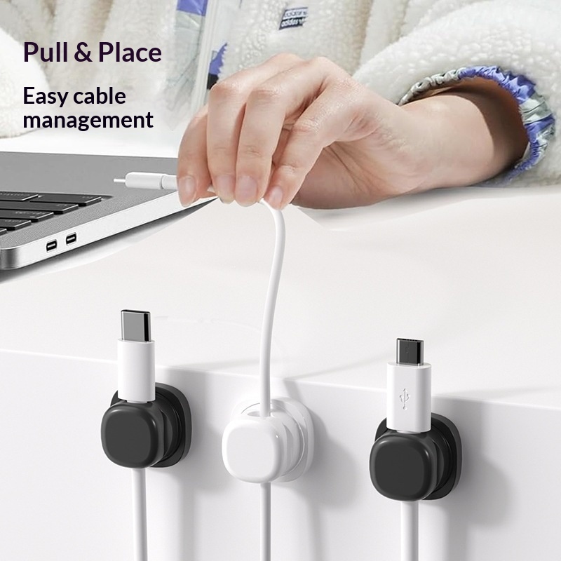 6 個マルチカラー回転可能なケーブルオーガナイザーマルチワイ - Desk Cable Clip のレビューと価格