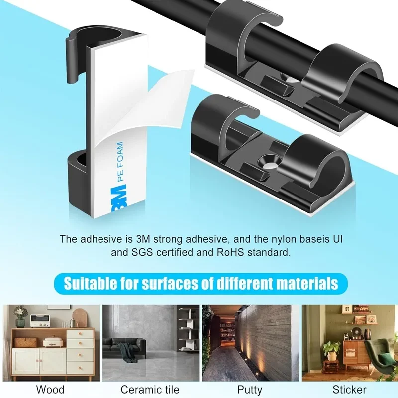 ワイヤーホルダー 壁掛けケーブルクリップ 粘着式コードオーガ - Desk Cable Clip のレビューと価格