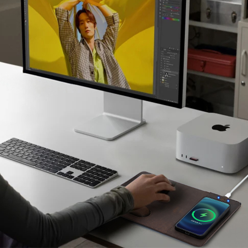 ワイヤレス急速充電器付きマウスパッド,本革充電,PC,コンピ - Mouse Charging Pad のレビューと価格