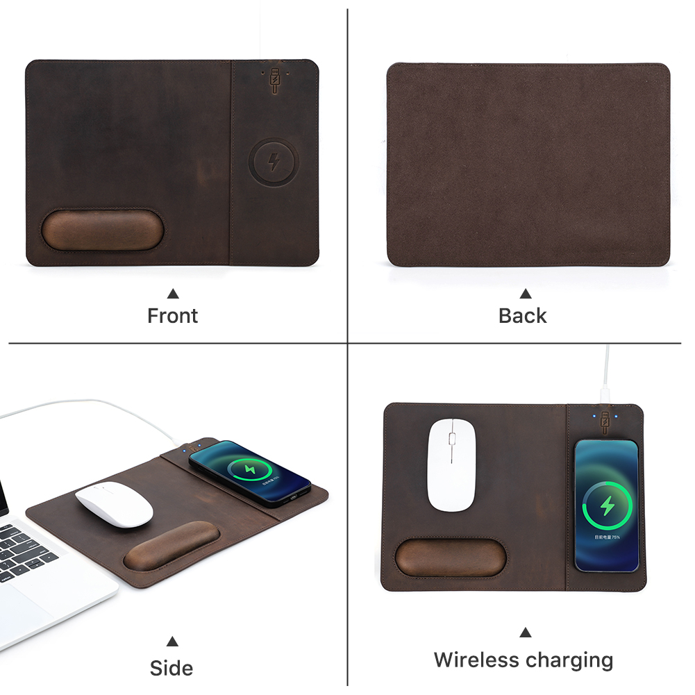 ワイヤレス急速充電器付きマウスパッド,本革充電,PC,コンピ - Mouse Charging Pad のレビューと価格
