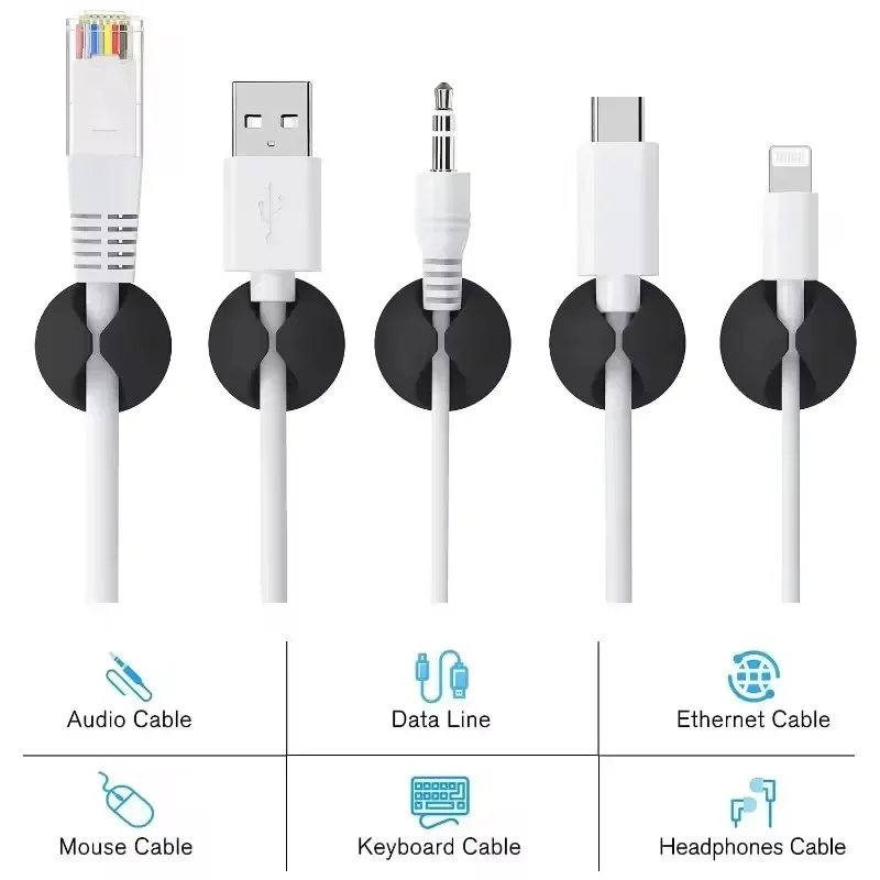5/50 個デスクトップ壁ケーブルクリップワイヤー管理自己粘 - Desk Cable Clip のレビューと価格